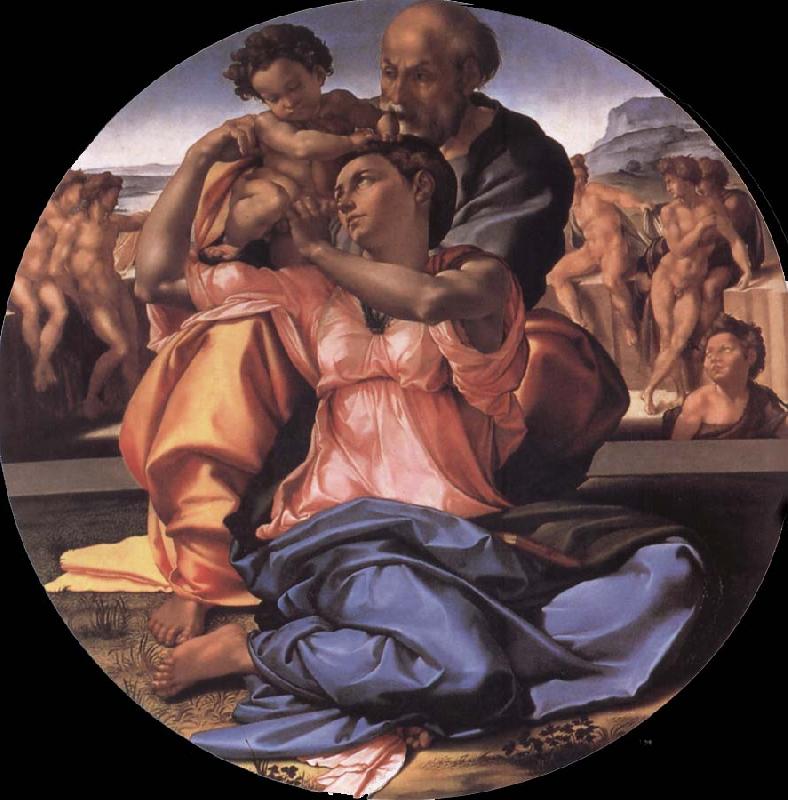 Michelangelo Buonarroti The Holy Family with the Young St.John the Baptist oil painting image